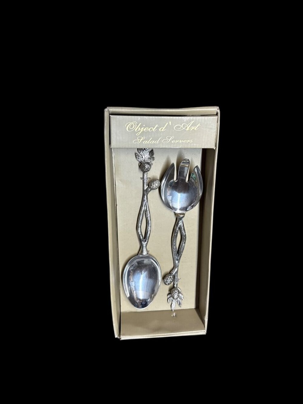 Object d' Art Servers Salad Serving Set with Decorative Handles & Gift Box New